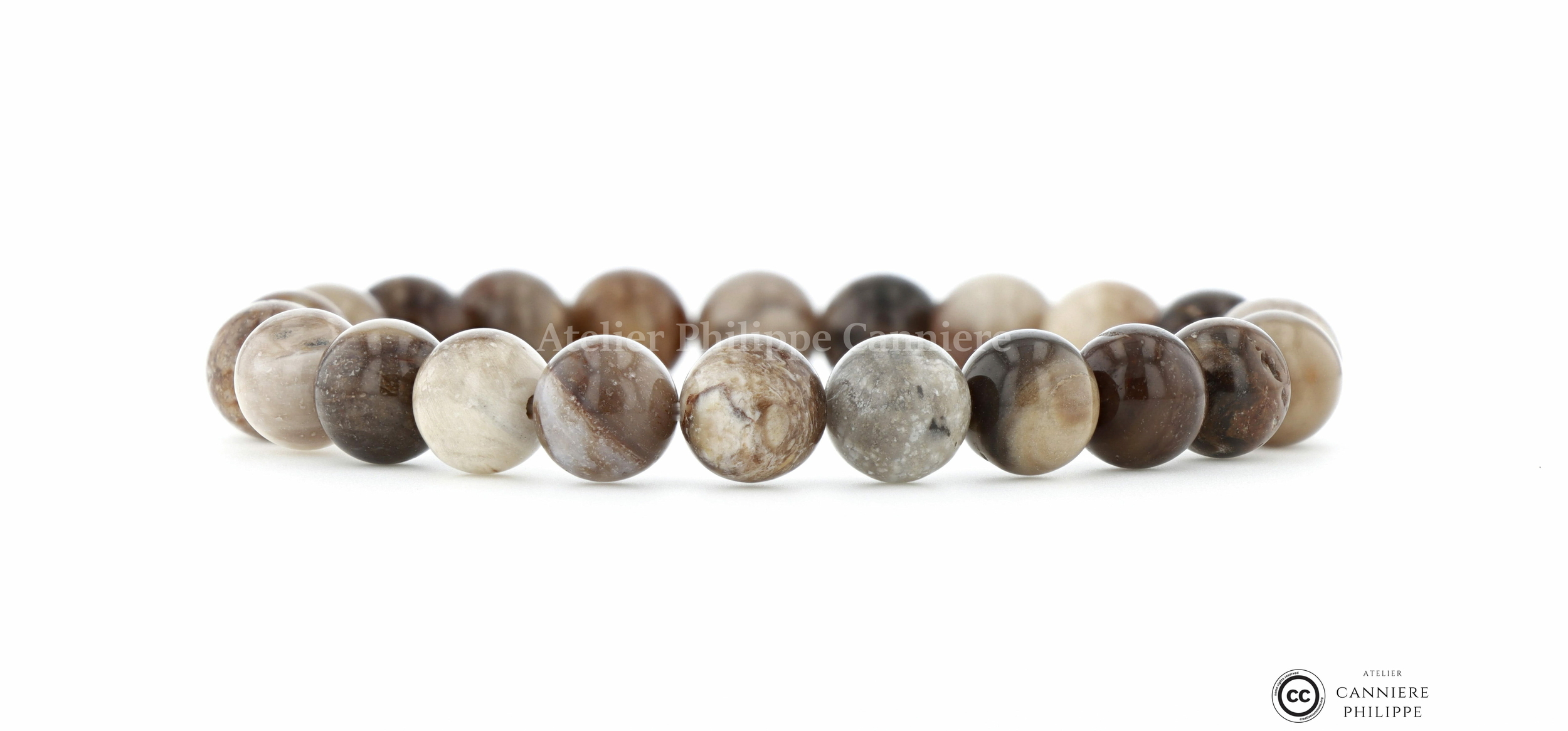 Bracelet Bois Fossilisé Perle 8mm