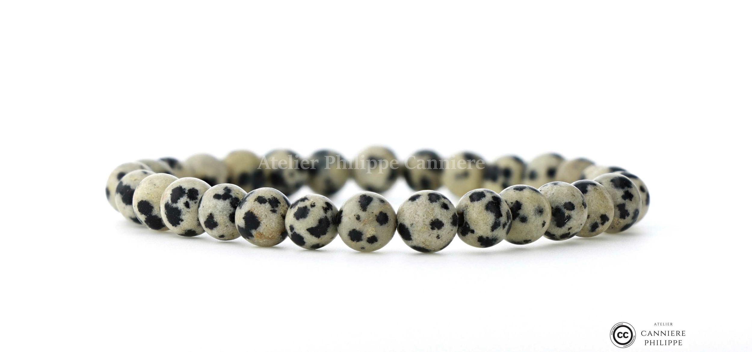 Bracelet Jaspe Dalmatien Perle 6mm