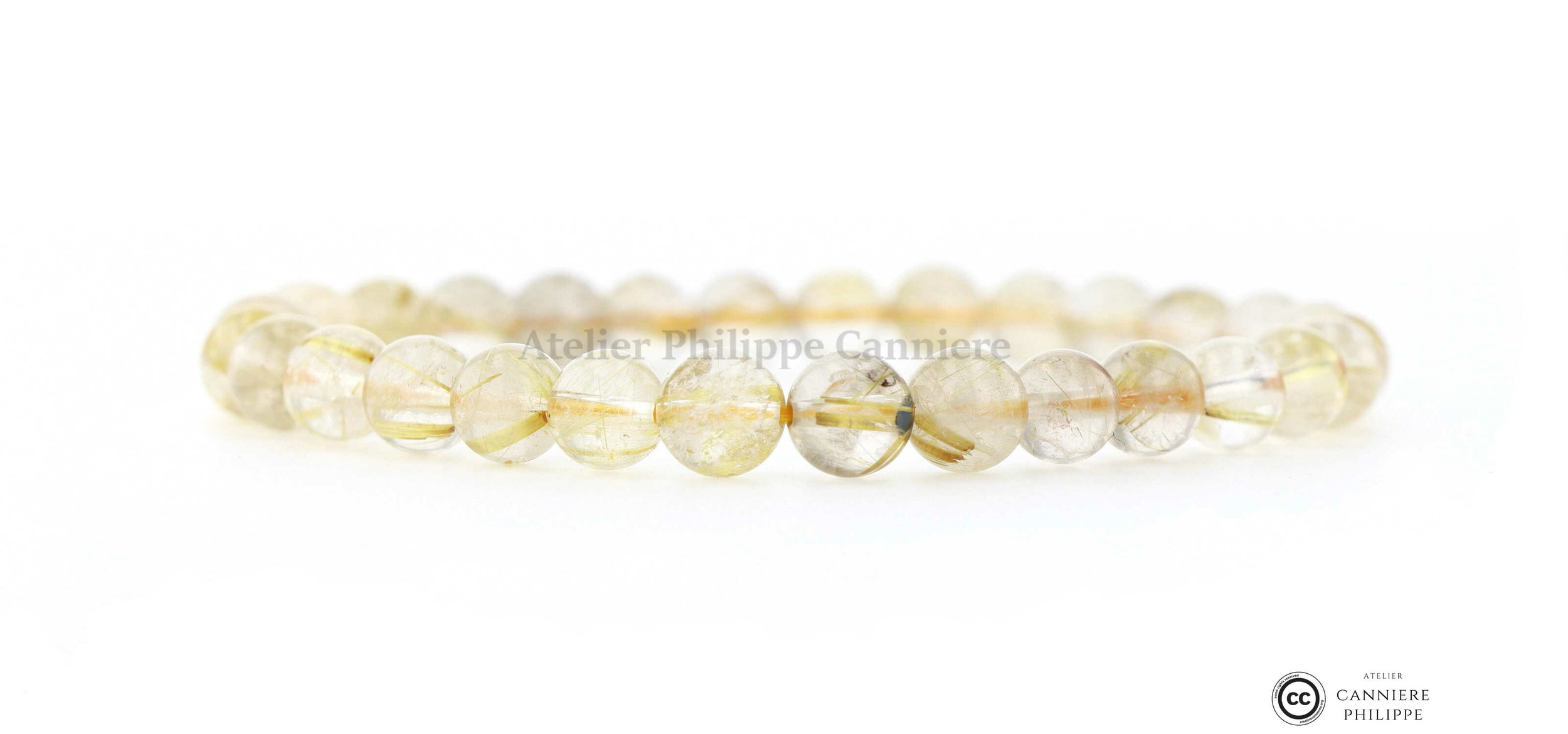 bracelet Quartz Rutile Perle 6mm