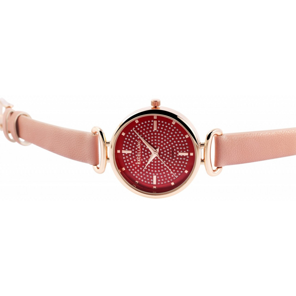 montre femme fond rouge et trass excellanc