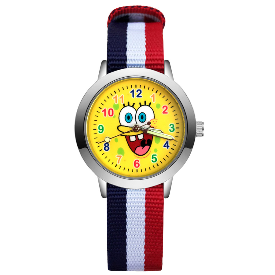 montre enfant dessin animé bracelet bleu blanc rouge