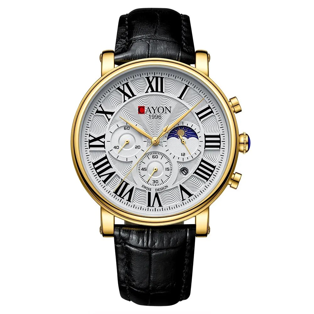 CAYON-Montres-quartz-tanches-pour-hommes-avec-bracelet-en-cuir-horloge-chronographe-masculine-date-mode-d