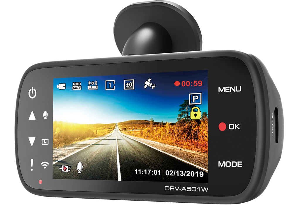 Dashcam avant Kenwood DRV-A501W : Caméra embarquée 2MP HD, Wi-Fi, accéléromètre 3 axes et GPS intégré