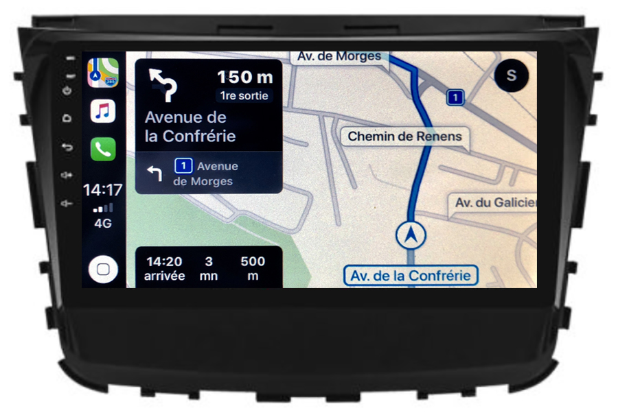 Autoradio tactile GPS Android 11.0 et Apple Carplay sans fil Ssangyong Rexton et Musso depuis 2017