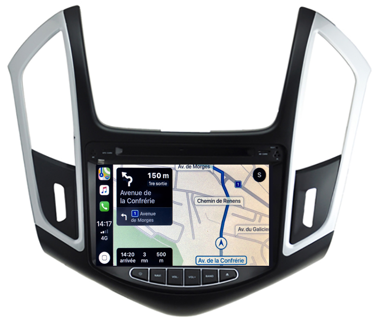 Autoradio tactile GPS Android et Apple Carplay Chevrolet Cruze