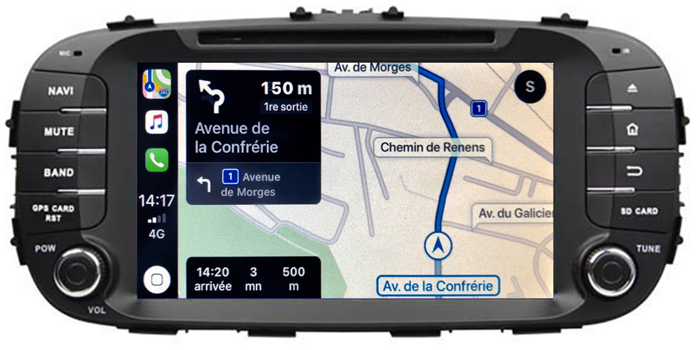Autoradio tactile GPS Android 10.0 et Apple Carplay Kia Soul