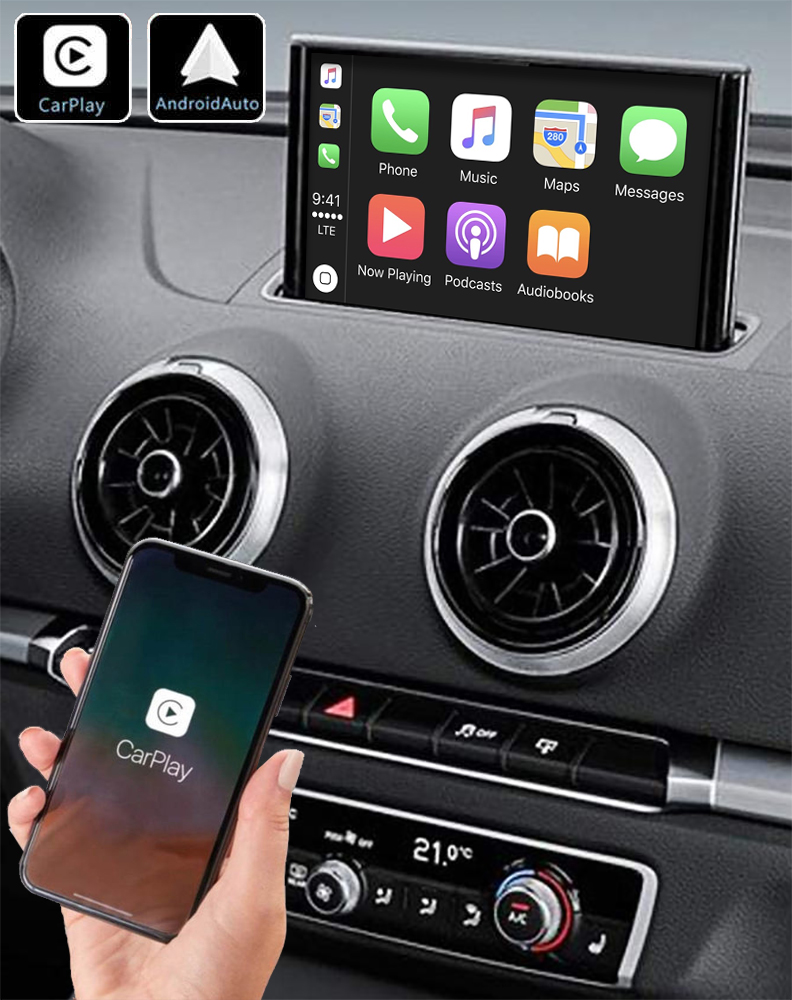 Système Apple Carplay sans fil et Android Auto pour Audi A3 de 05/2012 à 2020
