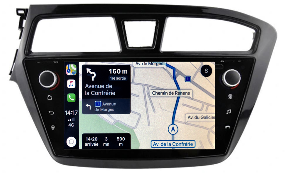 Autoradio tactile Android 10.0, Bluetooth et GPS Hyundai i20 de 2015 à 2020