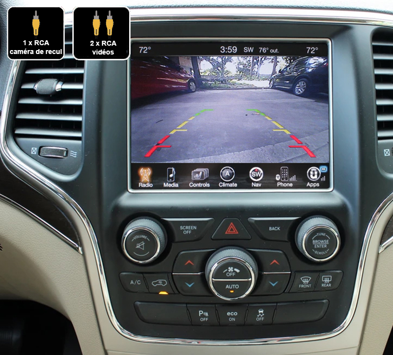 Interface Multimédia vidéo pour caméra compatible Jeep Grand Cherokee de 2014 à 2019