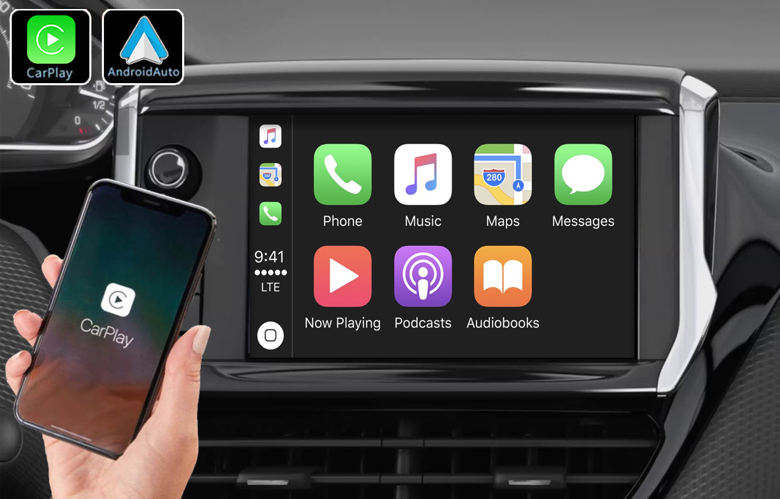 Système Apple Carplay sans fil et Android Auto pour Peugeot 208 et Peugeot 2008 de 2012 à 2018