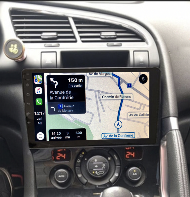 Autoradio GPS à écran tactile QLED Android 11.0 et Apple Carplay sans fil Peugeot 3008 et Peugeot 5008 de 2009 à 2016