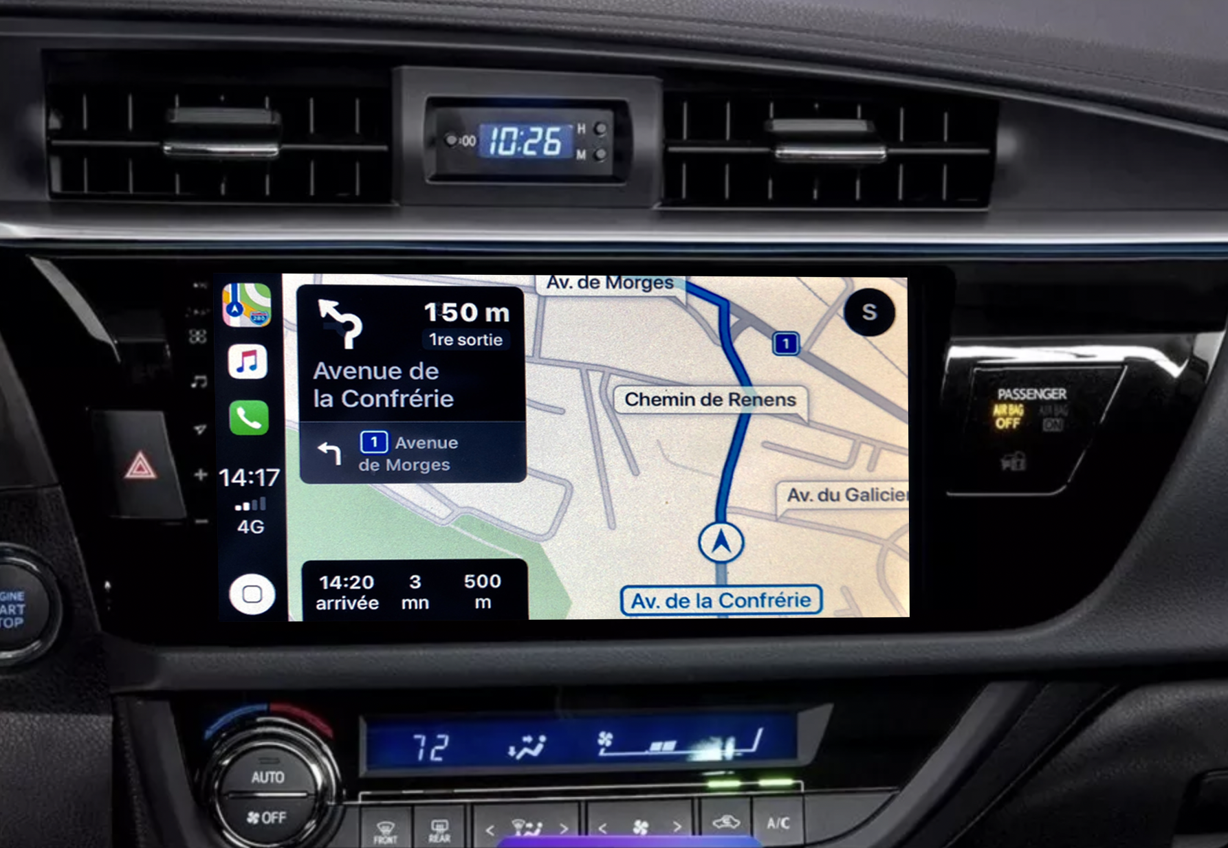 Autoradio GPS à écran tactile QLED Android 11.0 et Carplay sans fil Toyota Auris de 2013 à 2015 et Corolla de 2014 à 2016