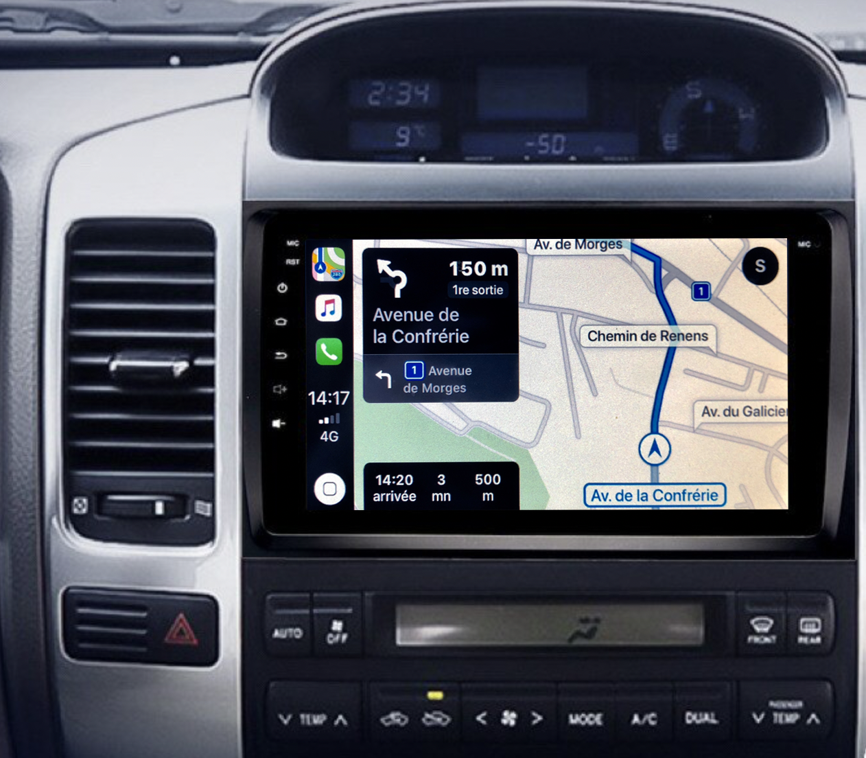Autoradio GPS à écran tactile QLED Android 11.0 et Apple Carplay sans fil Toyota Land Cruiser de 2002 à 2009