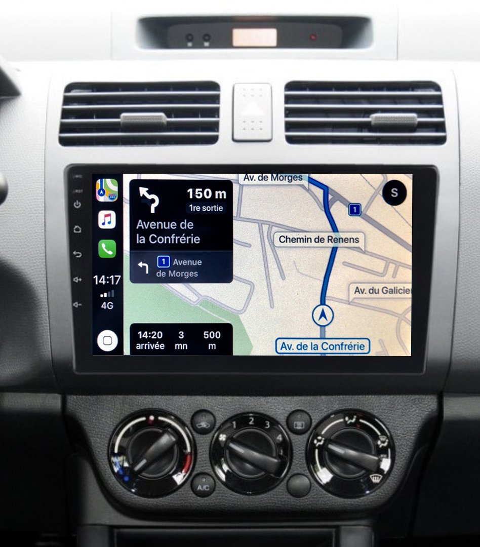 Autoradio GPS à écran tactile QLED Android 11.0 et Apple Carplay sans fil Suzuki Swift de 02/2005 à 08/2010