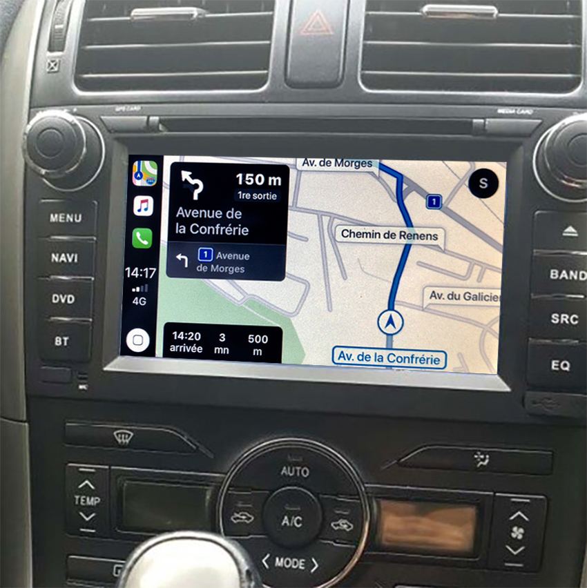 Autoradio tactile GPS DVD Android 10.0 et Apple Carplay Toyota Auris de 2007 à 2012