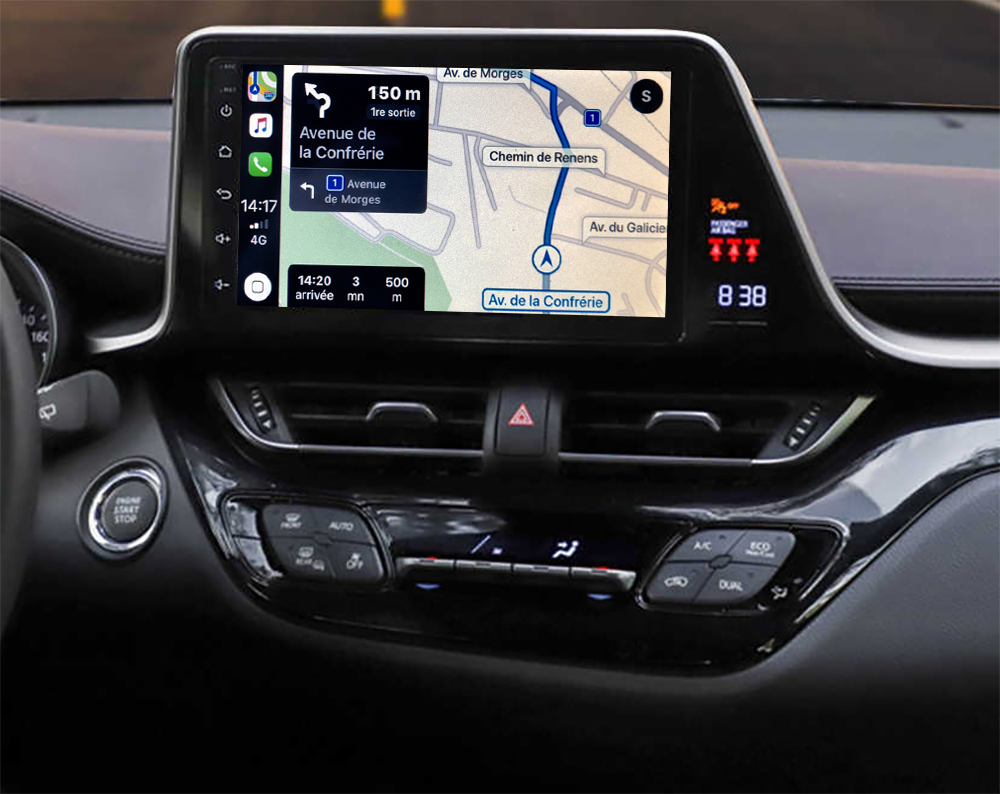 Autoradio GPS à écran tactile QLED Android 11.0 et Apple Carplay sans fil Toyota C-HR de 2016 à 2021