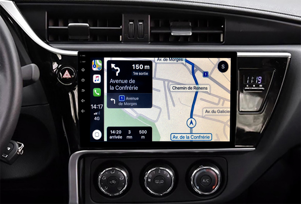 Autoradio GPS à écran tactile QLED Android 11.0 et Carplay sans fil Toyota Auris de 2015 à 2018 et Corolla de 2017 à 2018