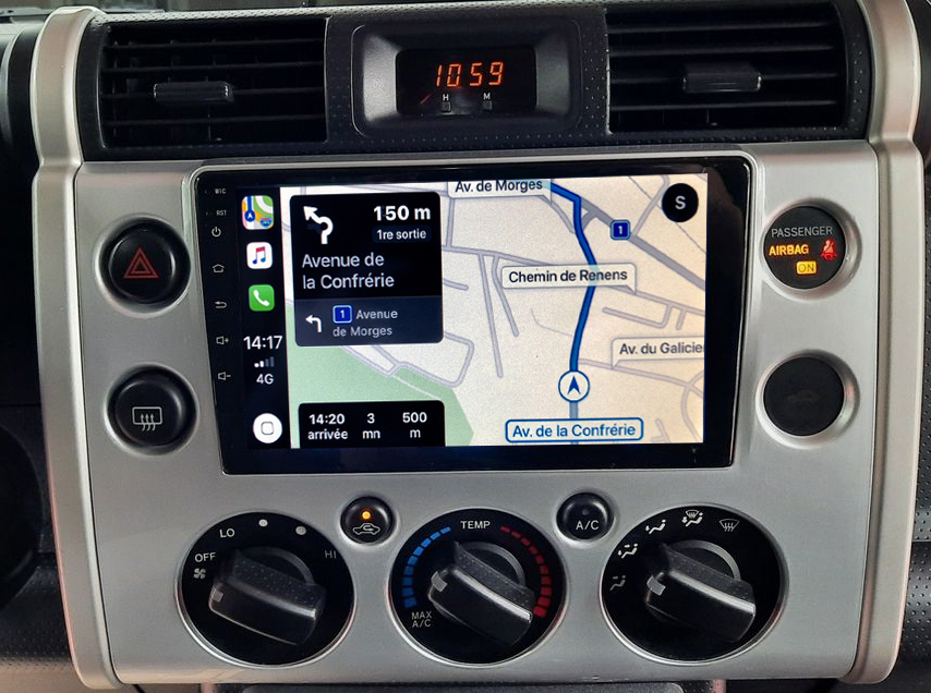 Autoradio GPS à écran tactile QLED Android 11.0 et Apple Carplay sans fil Toyota FJ Cruiser de 2006 à 2020
