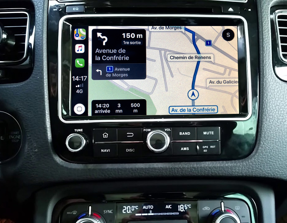 Autoradio tactile GPS Android 10.0 et Apple Carplay Volkswagen Touareg de 04/2010 à 2017