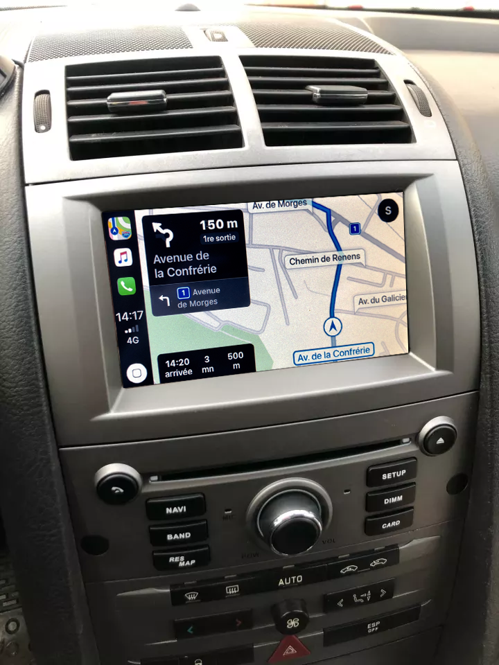 Autoradio tactile GPS Android 11.0 et Apple Carplay Peugeot 407 de 2004 à 2010