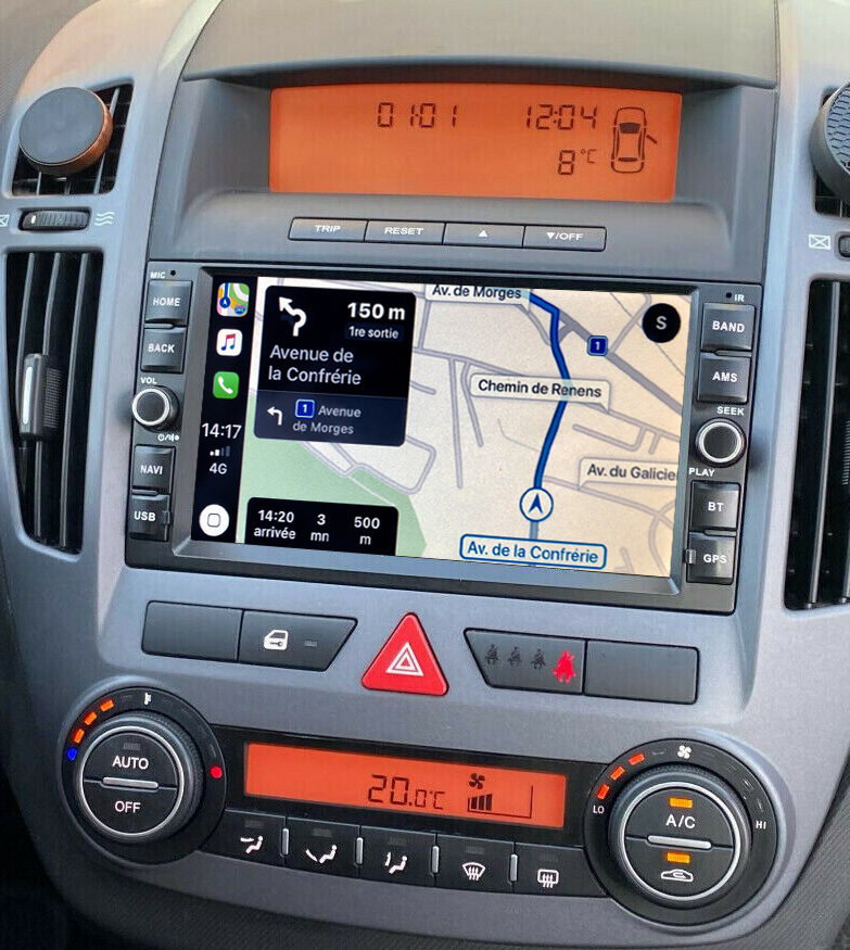 Autoradio tactile GPS Android 11.0 et Apple Carplay Kia Cee\'d de 12/2006 à 08/2009
