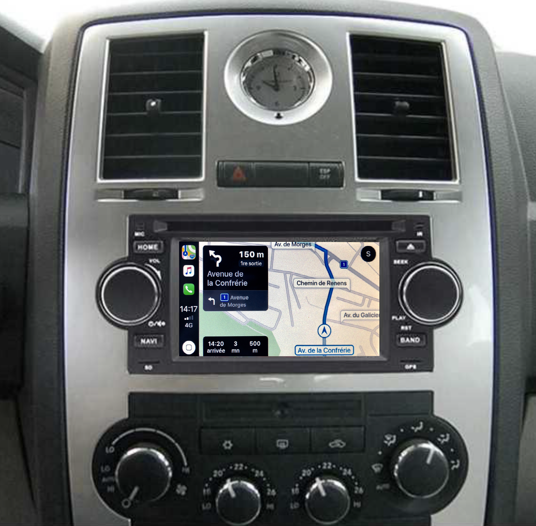 Autoradio tactile GPS Android 11.0 et Bluetooth Chrysler 300C, Aspen et PT Cruiser