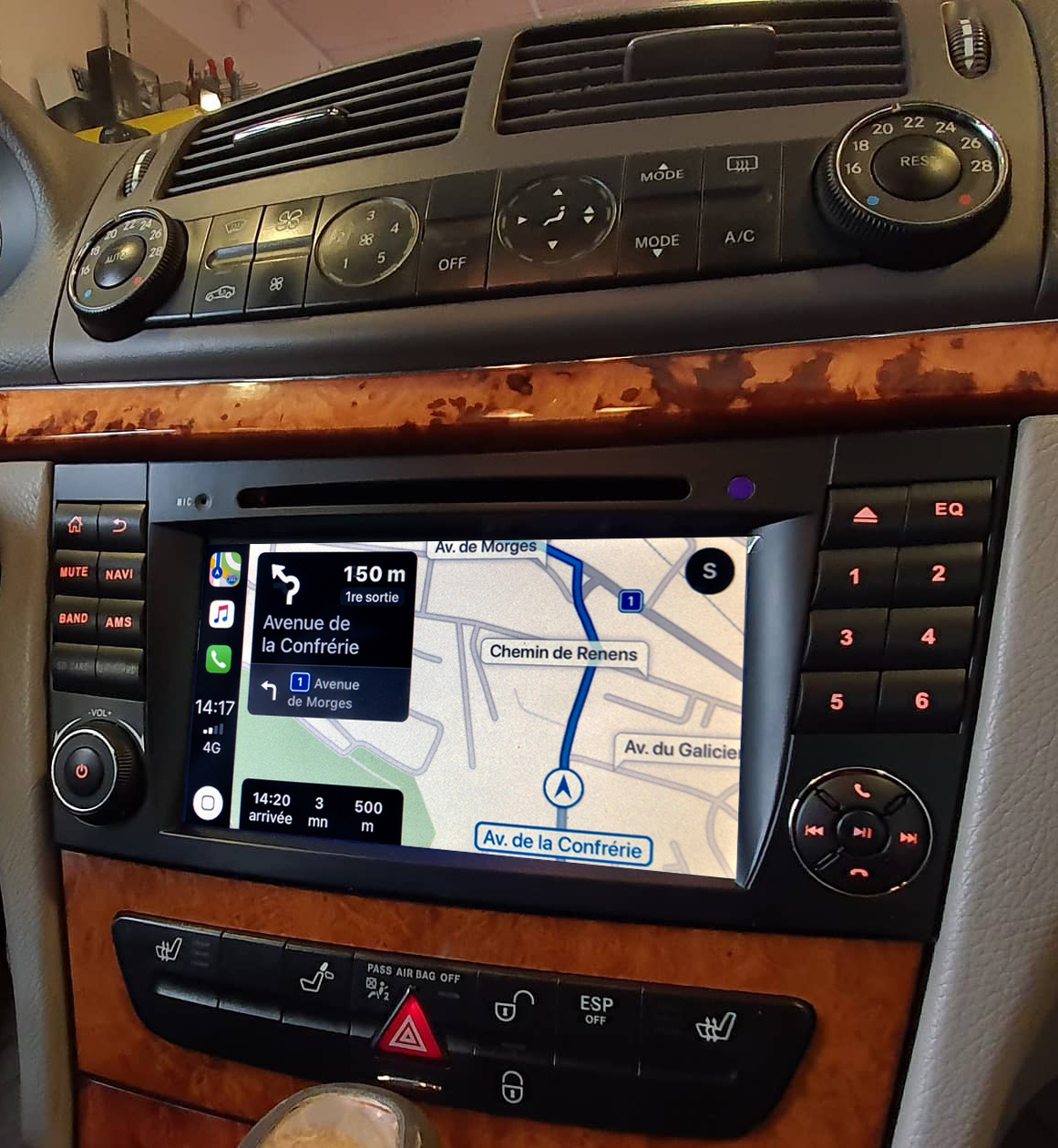 Autoradio tactile GPS Android 12.0 et Apple Carplay Mercedes Benz Classe E W211 et Classe G W463 et CLS