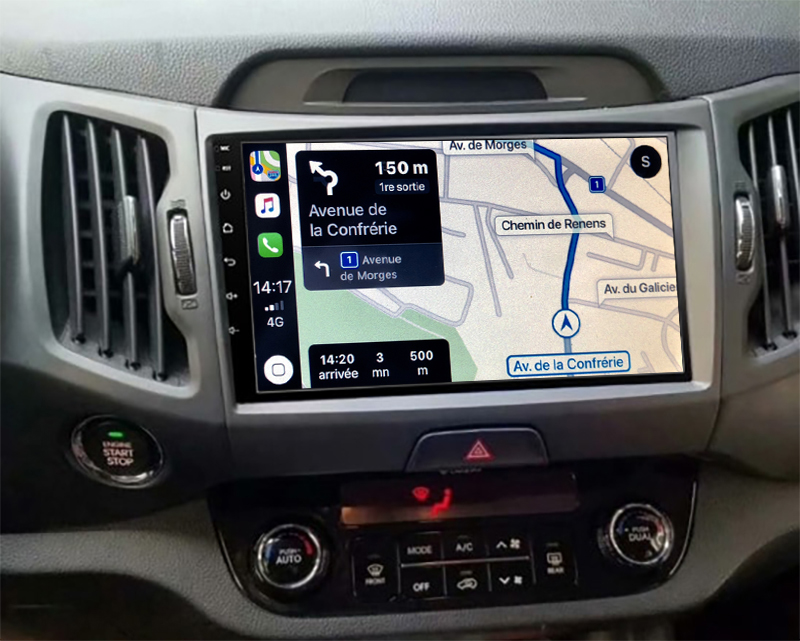 Autoradio tactile GPS Android et Carplay sans fil Kia Sportage