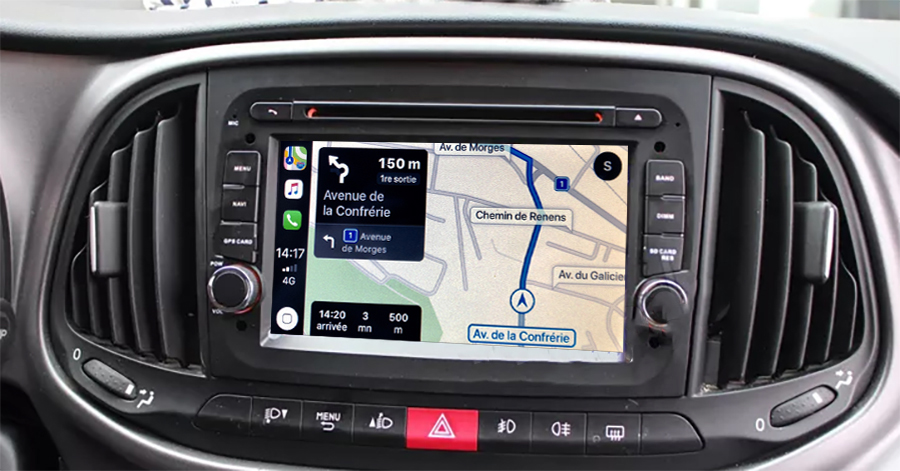 Autoradio tactile GPS Android 11.0 et Apple Carplay Fiat Doblo depuis 2015