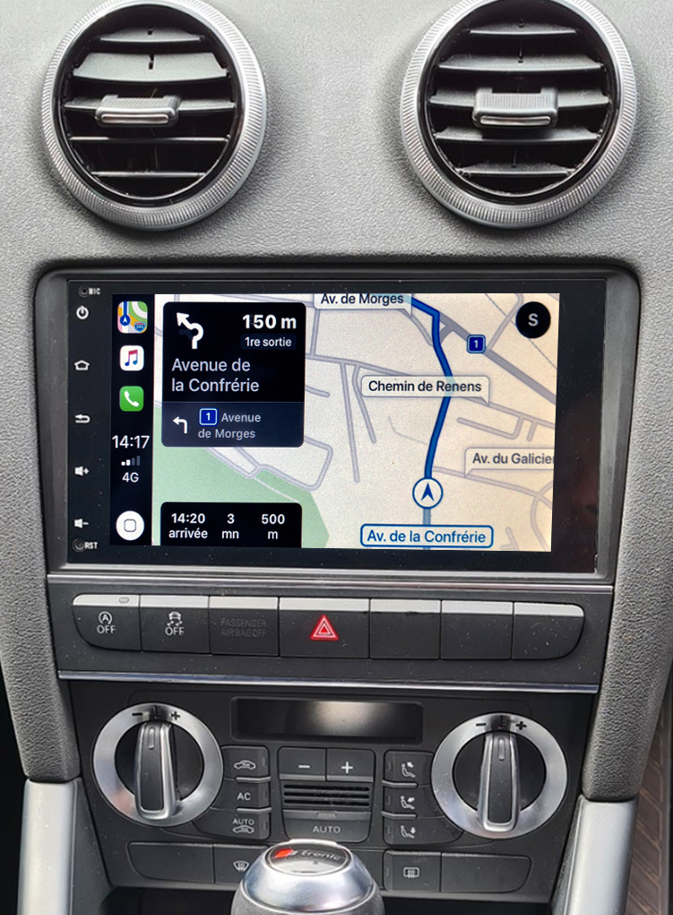 Ecran tactile QLED GPS Android 11.0 et Apple Carplay Audi A3 de 2003 à 2012