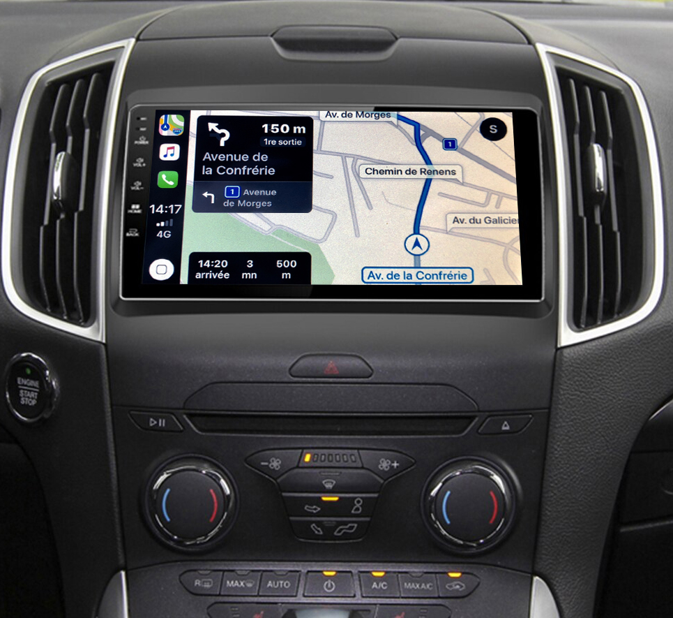 Ecran tactile QLED GPS Apple Carplay et Android Auto sans fil Ford Edge de 2014 à 2019