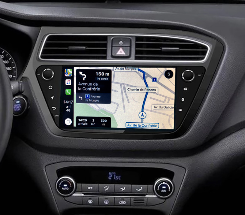 Autoradio tactile GPS Android 11.0 et Apple CarPlay USB Hyundai i20 de 2015 à 2020