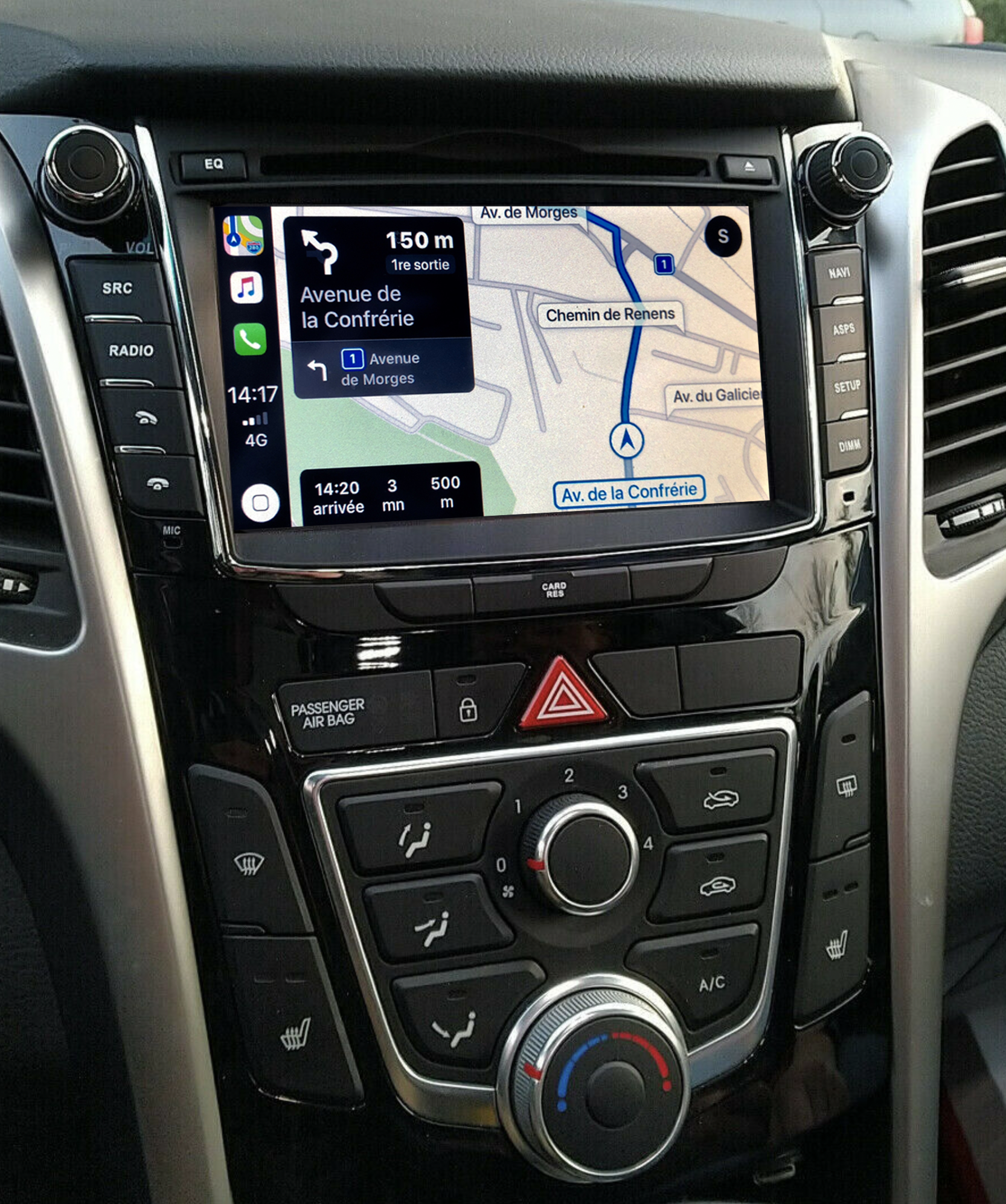 Autoradio tactile GPS Android 11.0 et Apple CarPlay USB Hyundai i30 de 2012 à 2017