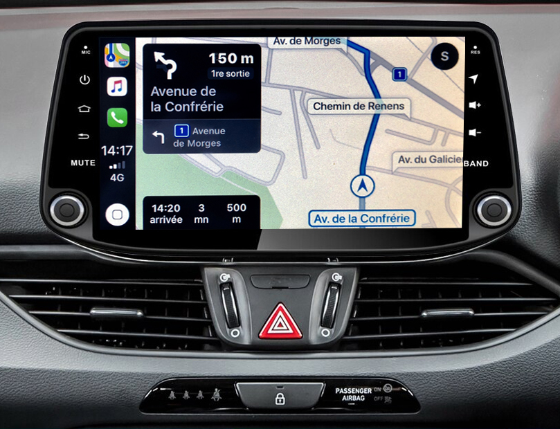 Autoradio tactile GPS Android 12.0 et Apple Carplay Hyundai i30 depuis 2017