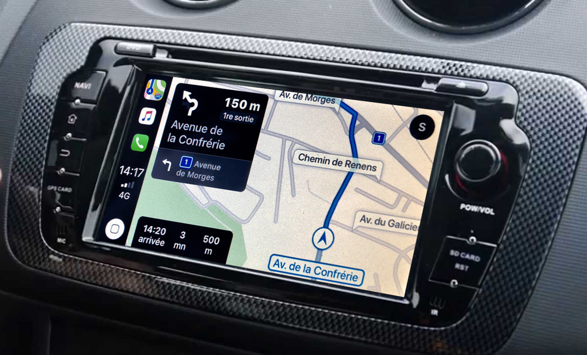 Autoradio tactile GPS Android 10.0 et Apple CarPlay Seat Ibiza de 06/2008 à 2013