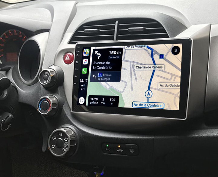 Autoradio GPS à écran tactile QLED Android 11.0 et Apple Carplay sans fil Honda Jazz de 2009 à 2013