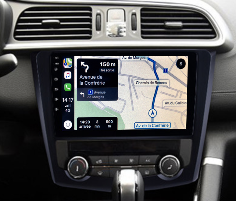 Autoradio GPS à écran tactile QLED Android 11.0 et Apple Carplay sans fil Renault Kadjar de 2013 à 2018