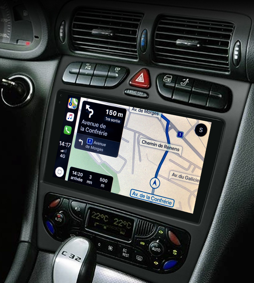 Autoradio tactile GPS Android 11.0 et Apple Carplay Mercedes Classe C W203, CLK, Vito, Viano et Classe G
