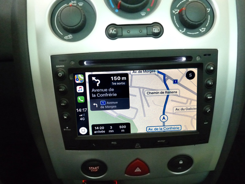 Autoradio tactile GPS Android 10.0 et Apple CarPlay Renault Megane de 2003 à 2008
