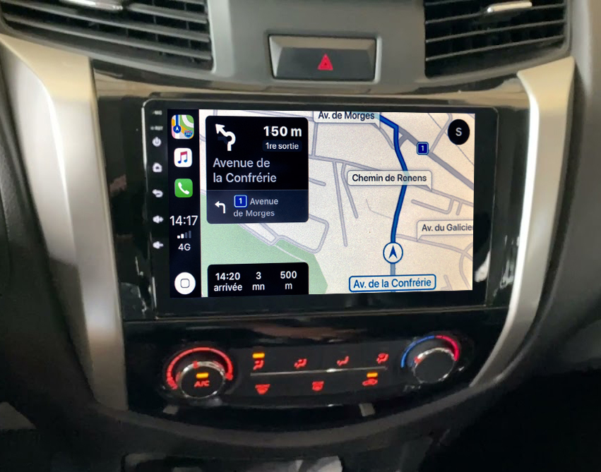 Autoradio GPS à écran tactile QLED Android 11.0 et Apple Carplay sans fil Nissan Navara et NP300 depuis 2015