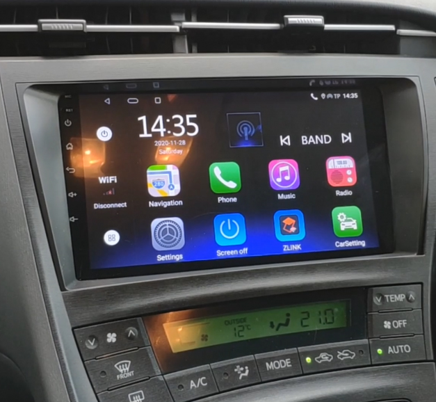 Ecran tactile QLED GPS Apple Carplay et Android Auto sans fil Toyota Prius de 05/2009 à 2016