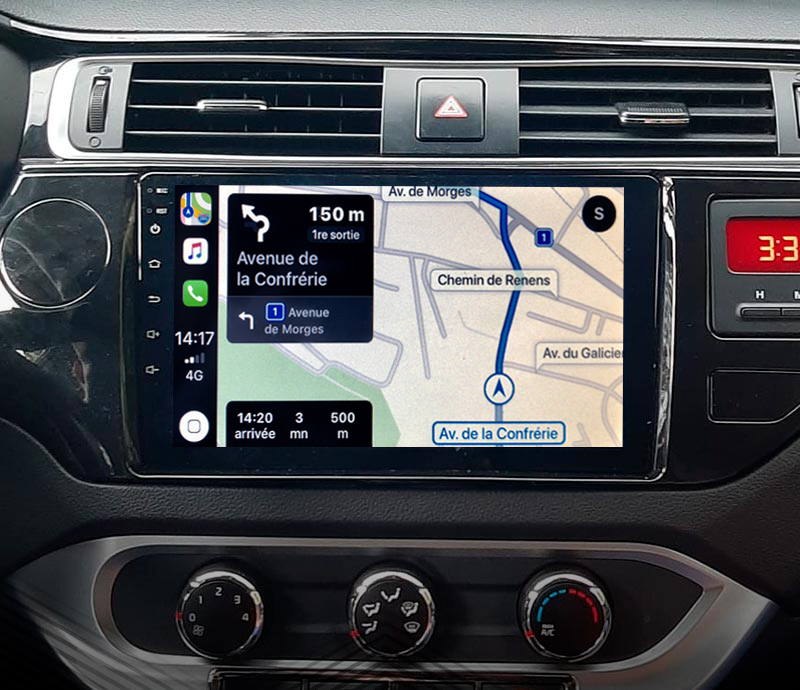 Autoradio tactile GPS Android et Carplay sans fil Kia Rio