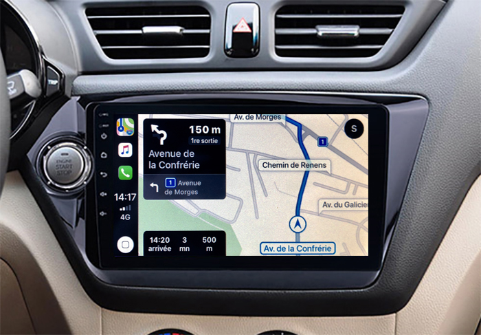 Autoradio GPS à écran tactile QLED Android 11.0 et Apple Carplay sans fil Kia Rio de 2012 à 2015