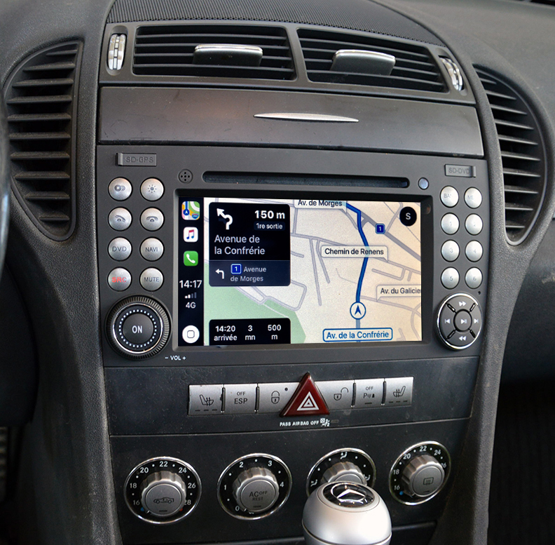 Autoradio tactile GPS Android 11.0 et Apple Carplay Mercedes SLK de 03/2004 à 03/2011