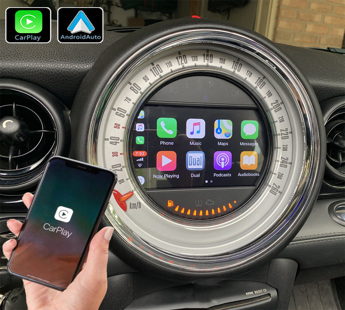 Système Apple Carplay sans fil et Android Auto pour Mini Cooper R56, Coupé R58, Roadster R59 et Clubman R55 de 2010 à 2014