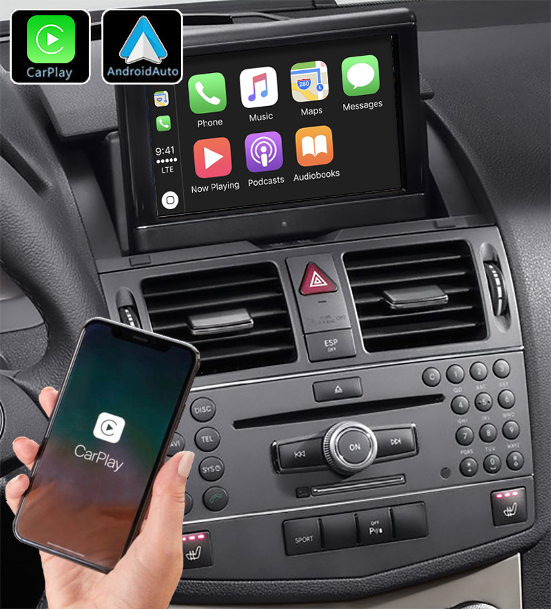 Système Apple Carplay sans fil et Android Auto pour Mercedes Classe C W204 de 2007 à 2011