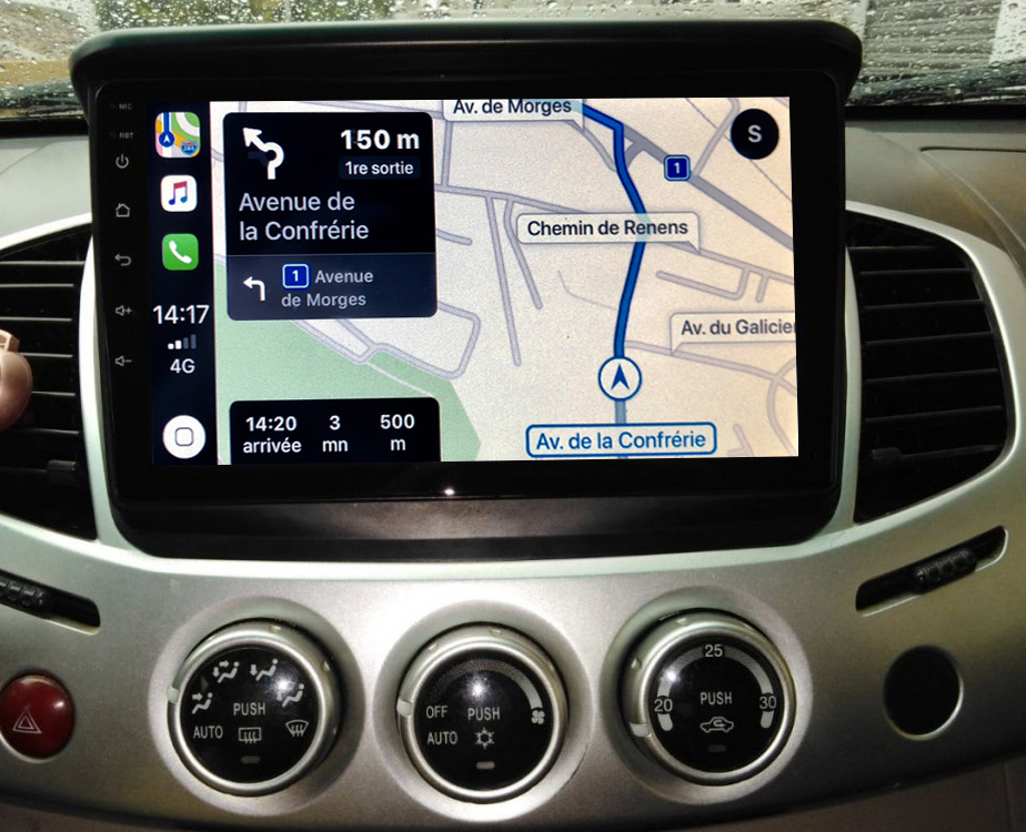 Autoradio GPS à écran tactile QLED Android 11.0 et Apple Carplay sans fil Mitsubishi L200 de 03/2006 à 10/2015