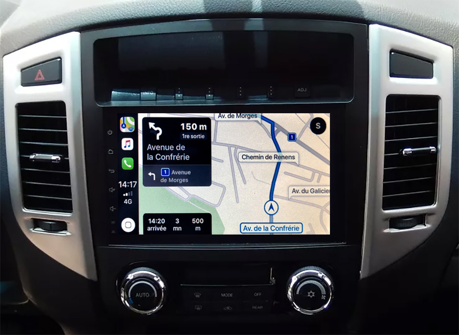 Autoradio GPS à écran tactile QLED Android 11.0 et Apple Carplay sans fil Mitsubishi Pajero de 2006 à 2015