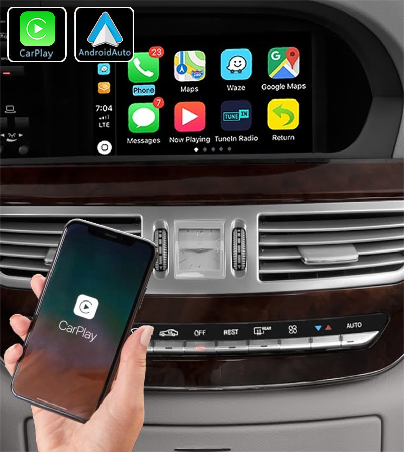 Système Apple Carplay sans fil et Android Auto pour Mercedes Classe S W221 de 2005 à 2013