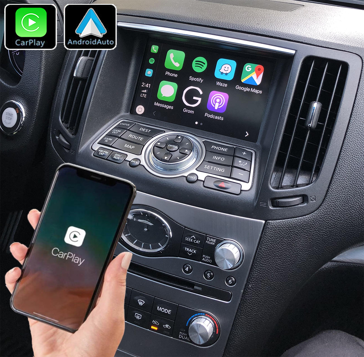 Système Apple Carplay sans fil et Android Auto pour Infiniti Q60 de 2016 à 2019